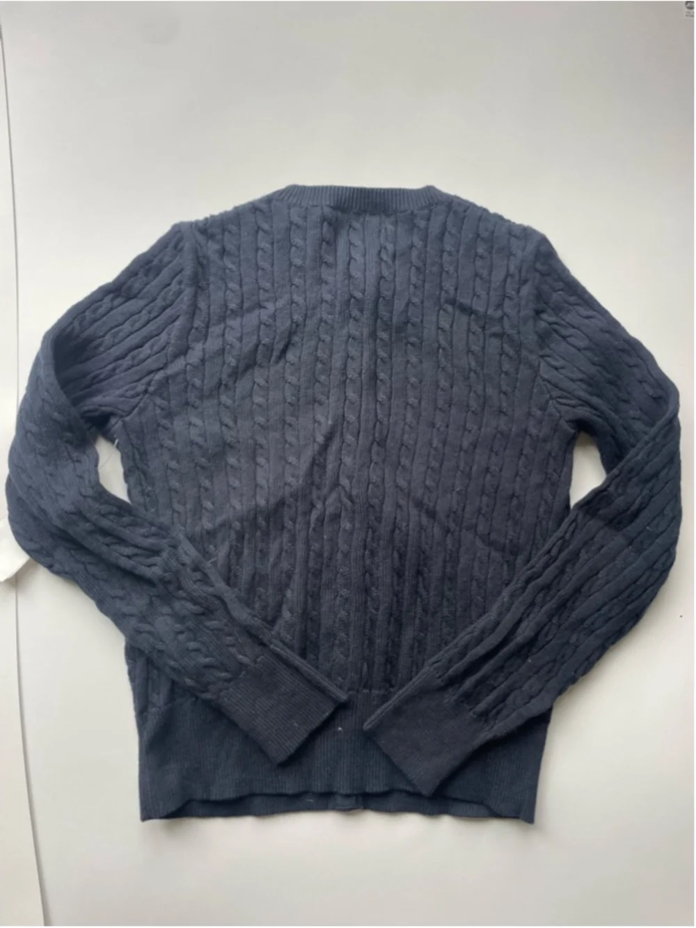 Polo Ralph Lauren Cable Knit Cardigan Navy Cotton Pony Logo Girls Small NWT